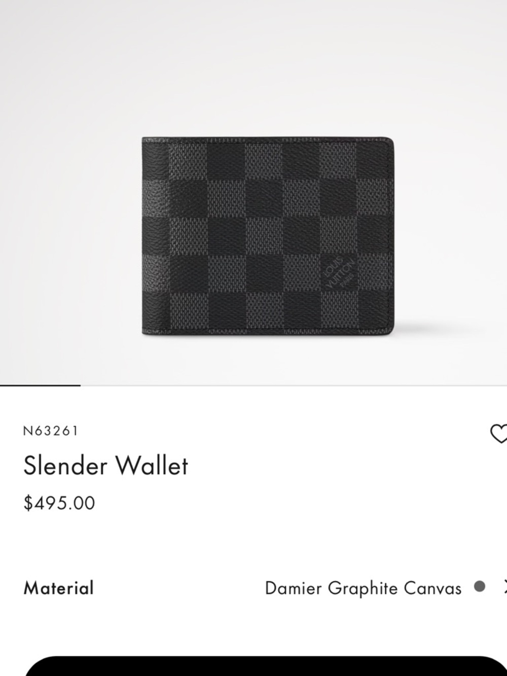 Louis Vuitton Men’s Black Damier Graphite Slender Wallet - Picture 2 of 11